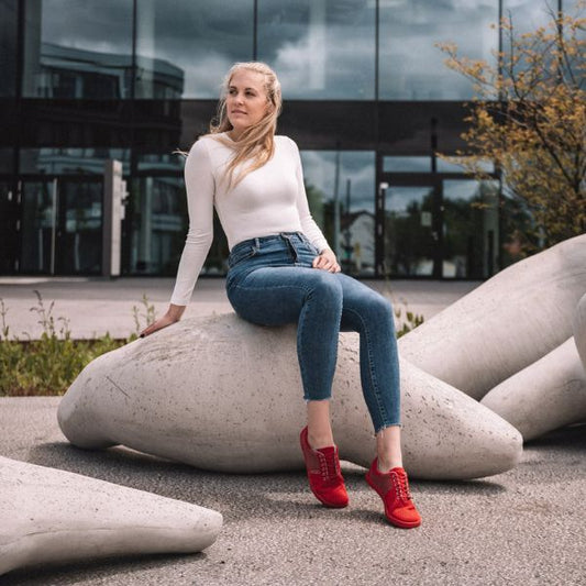 rote Barfußschuhe Damen Baumwolle Sommer