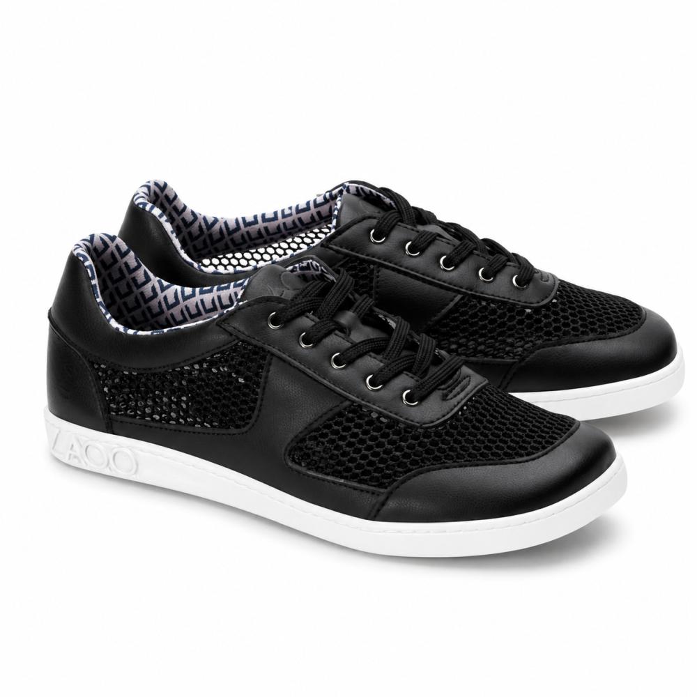 schwarzer Sommer Sneaker mit weißer Sohle für Damen - bequeme Barfußschuhe für warme Tage