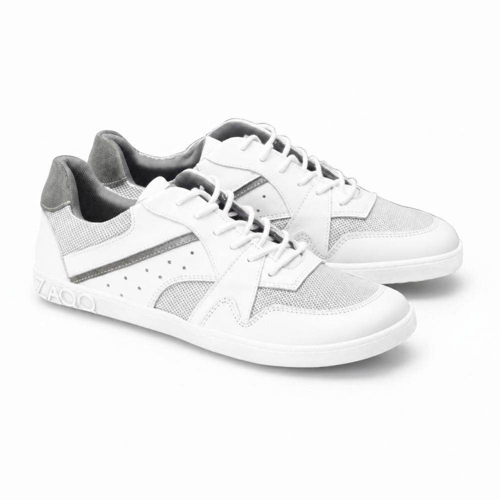 weiße Sneaker Barfußschuhe für Freizeit aus Leder und Mesh