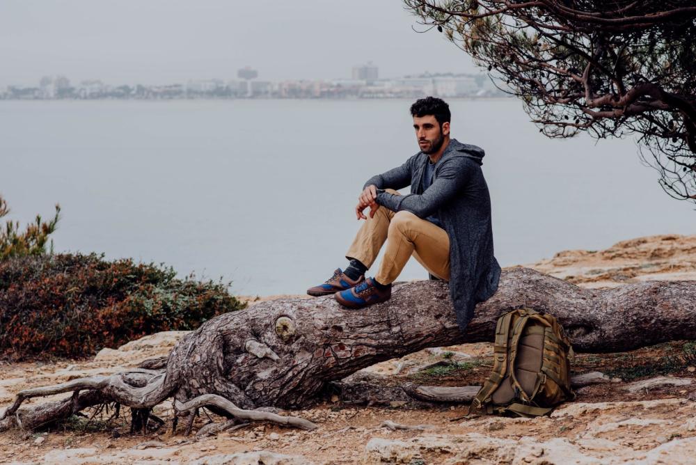 Ini impermeabile blu a bassa marrone hiqe