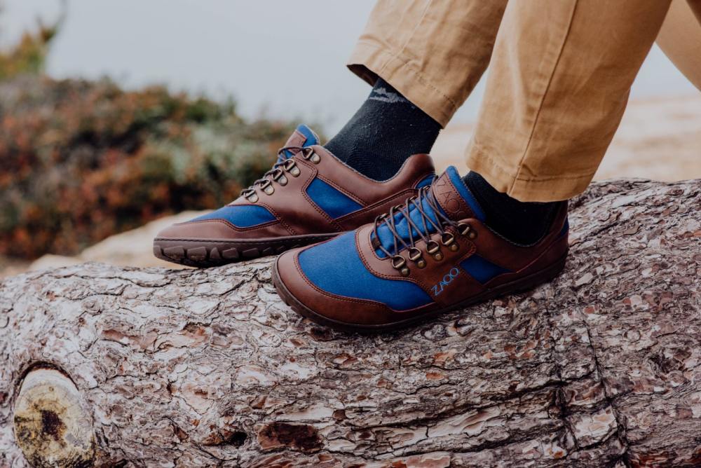 Ini impermeabile blu a bassa marrone hiqe