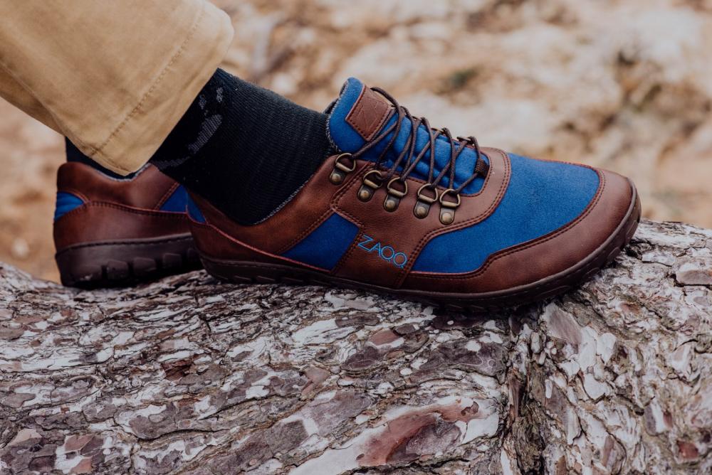 Ini impermeabile blu a bassa marrone hiqe